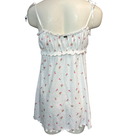 For Love & Lemons Blossom Pointelle Slip Dress White Floral Mini  M Cottagecore - Picture 2 of 7